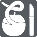 Pictogramme illustrant l'action de peler une pomme